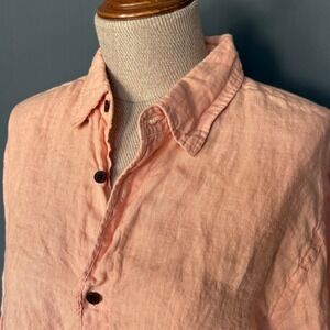 Wax London Linen Button Down Shirt | Size M | Peach Beach Summer Style